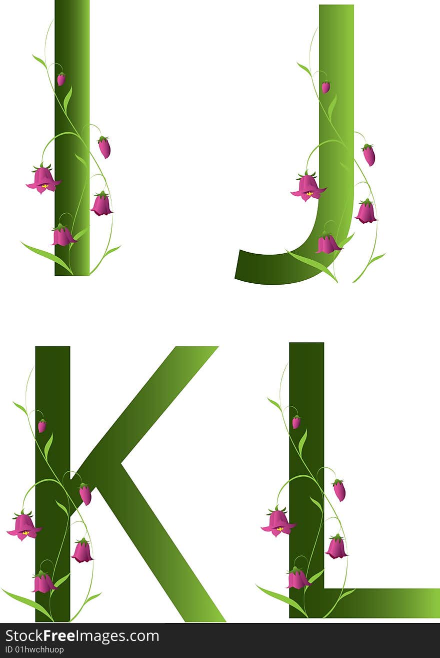 Floral alphabet ijkl