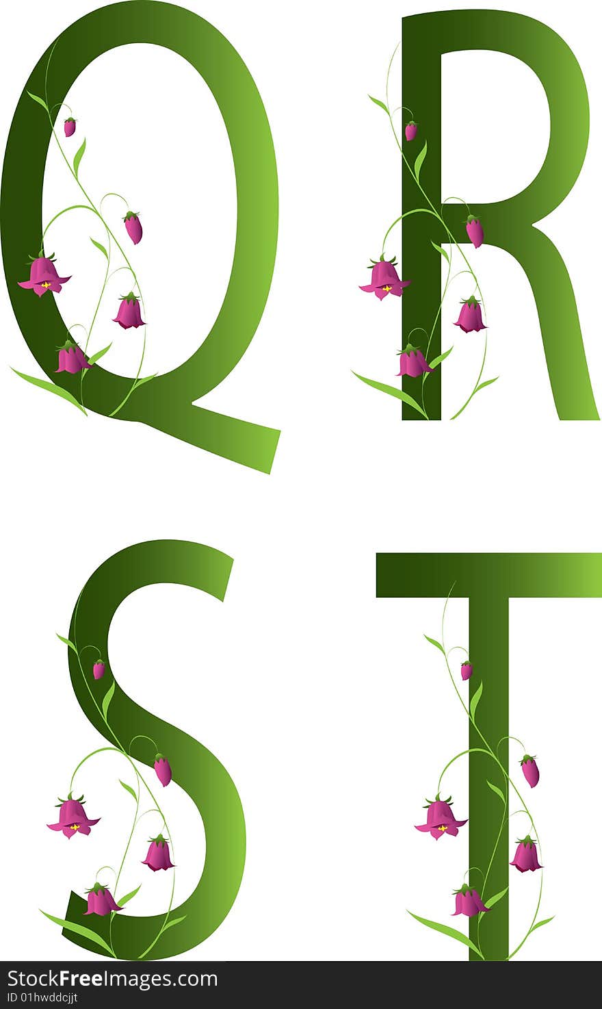 Floral alphabet qrst