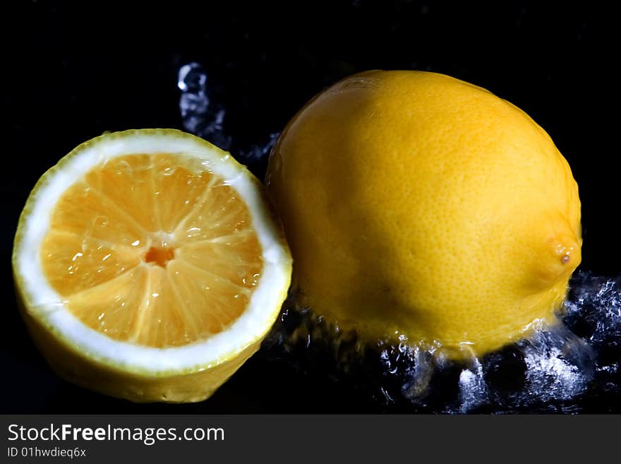 Lemon in a water, citrus, slices. Lemon in a water, citrus, slices