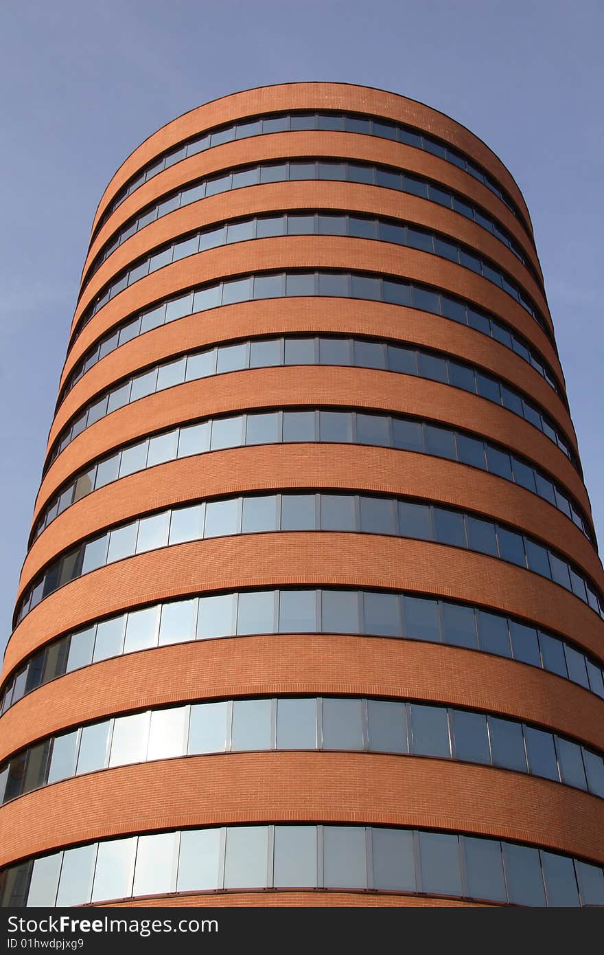 Details of the building - glass and brick