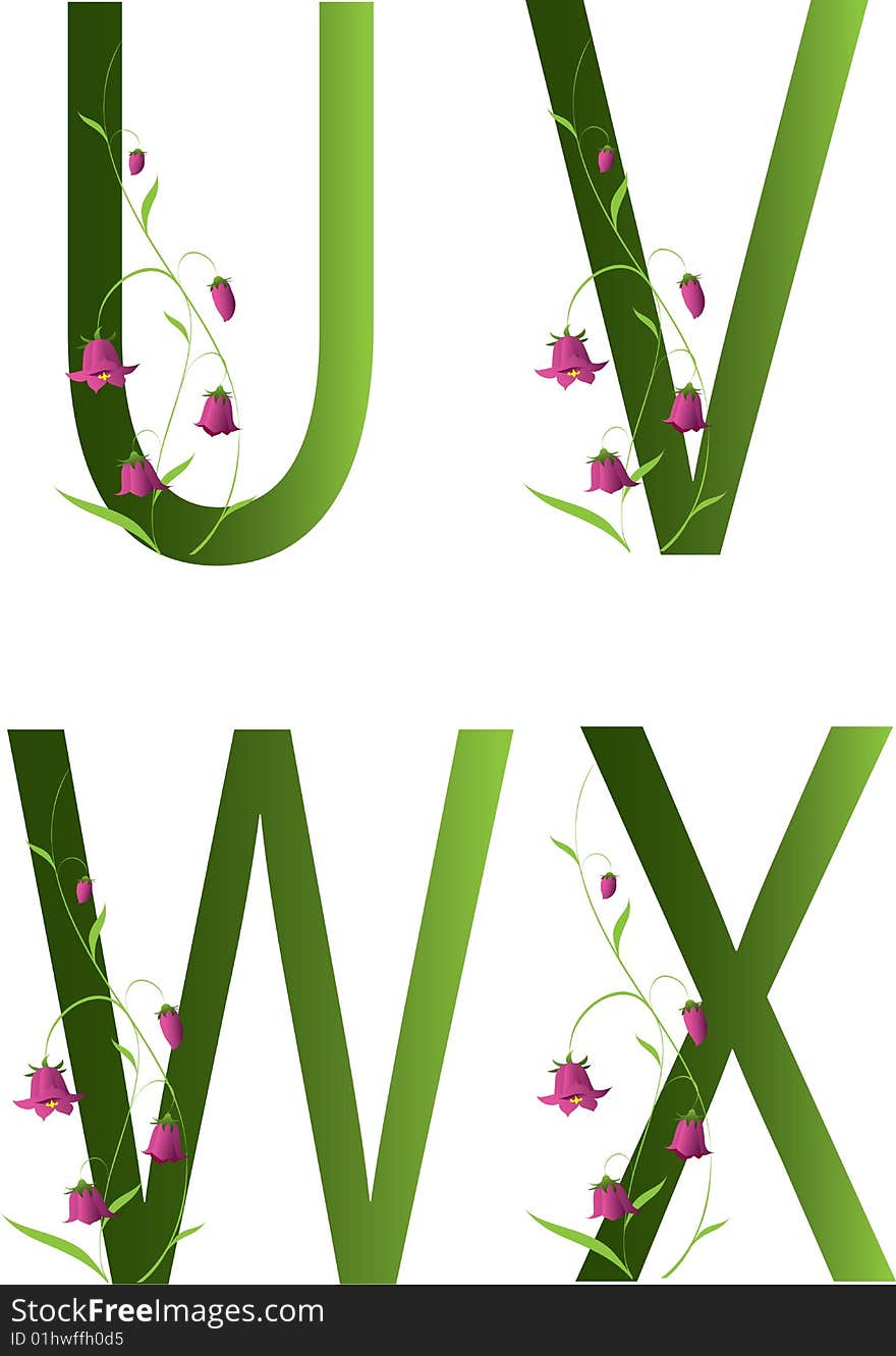 Floral alphabet uvwx