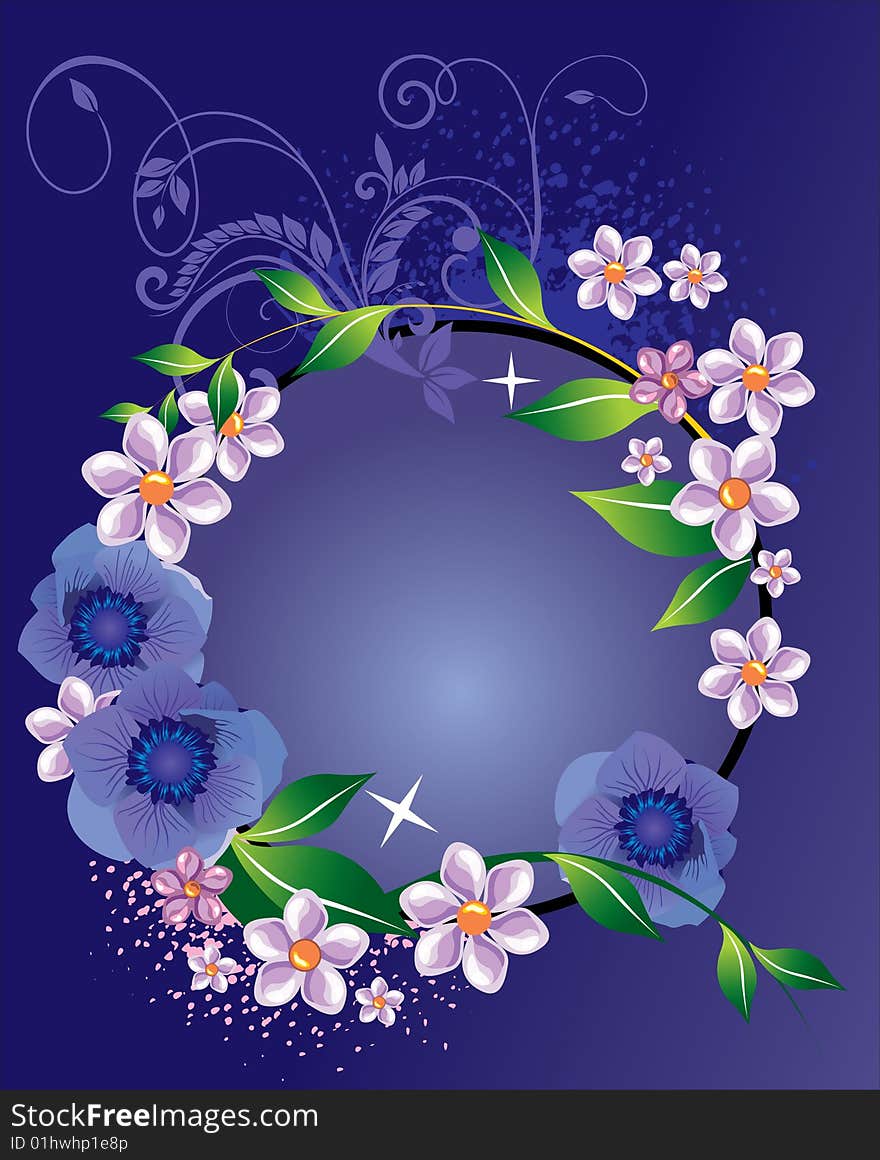 Flowers frame, beautiful floral frame