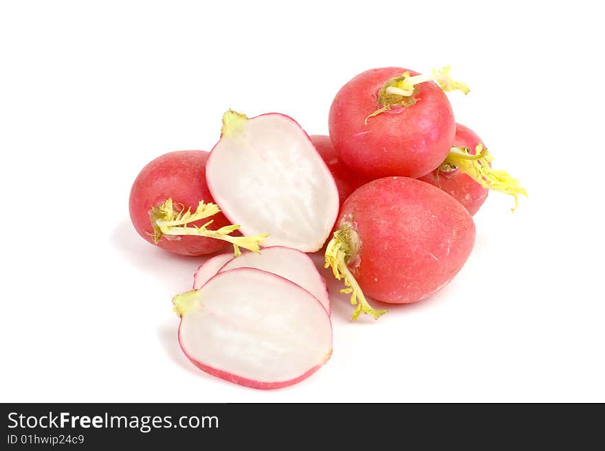 Fresh Radish isolated on white.