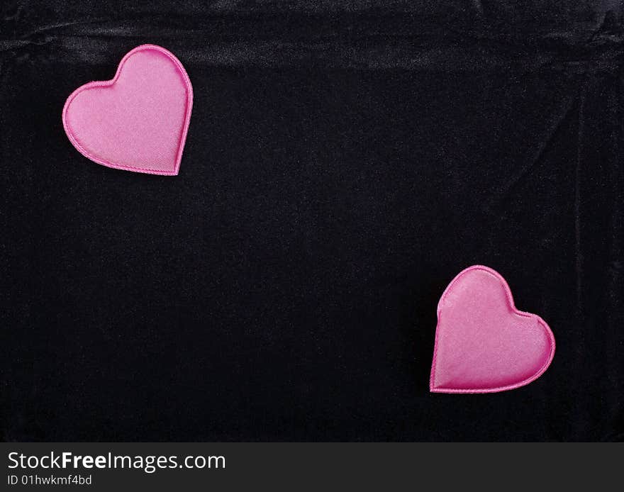 Two Pink Hearts On Black