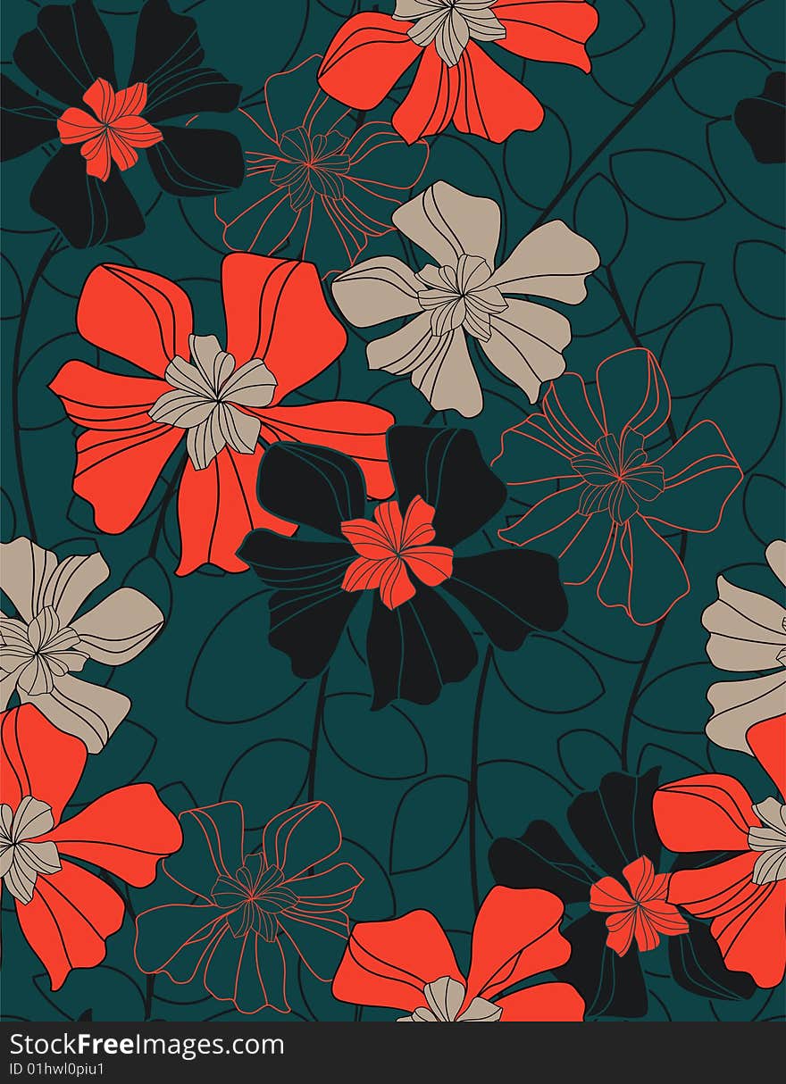 floral seamless pattern in rich colors palette. floral seamless pattern in rich colors palette