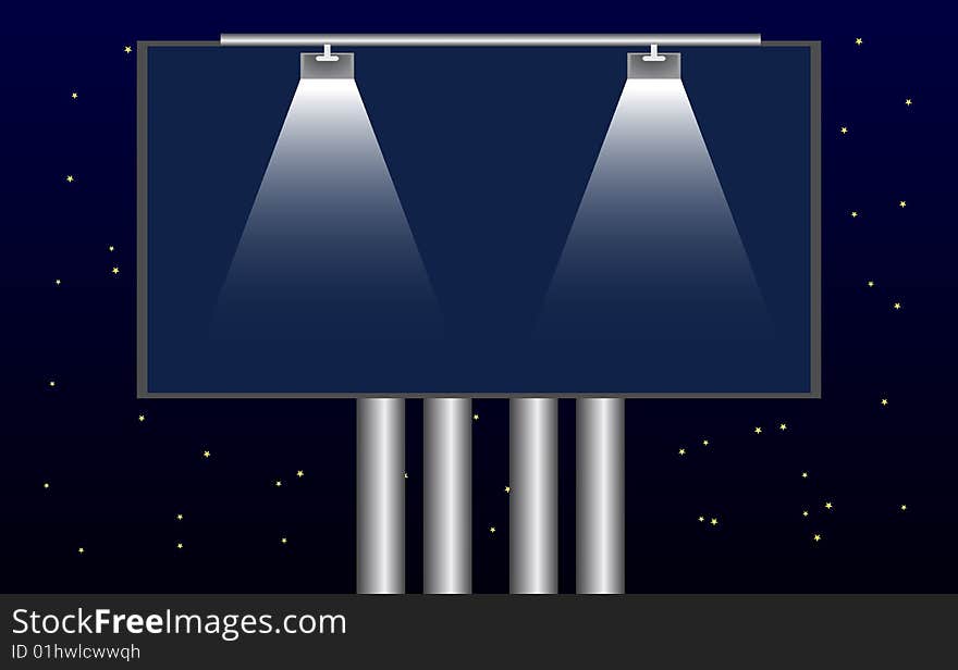 Billboard with two lamps. To see similar please visit my galley.