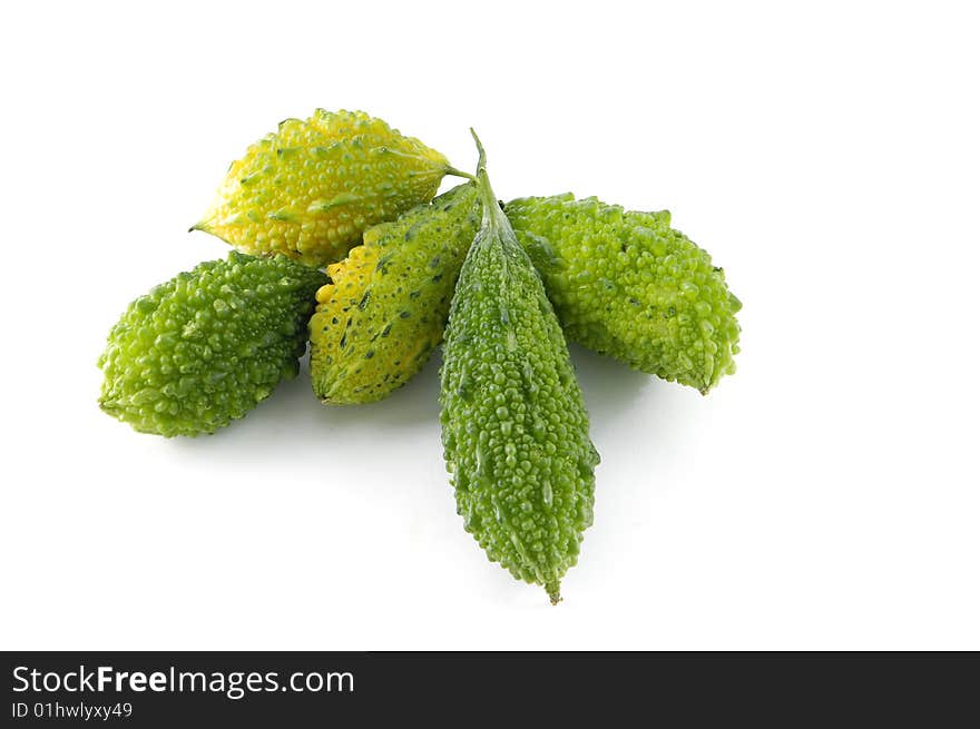 Bitter melons isolated on white. Bitter melons isolated on white