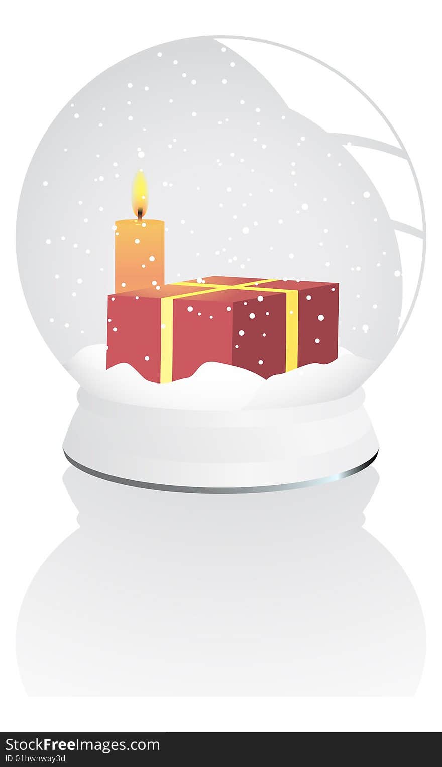Globe over white with candle and present. Globe over white with candle and present.