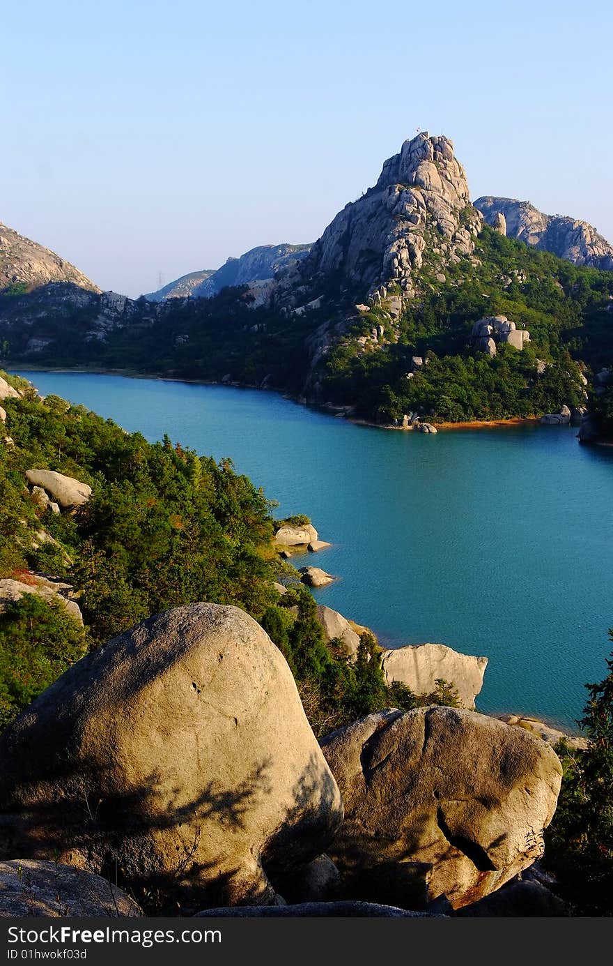 Blue lake in the mountain.