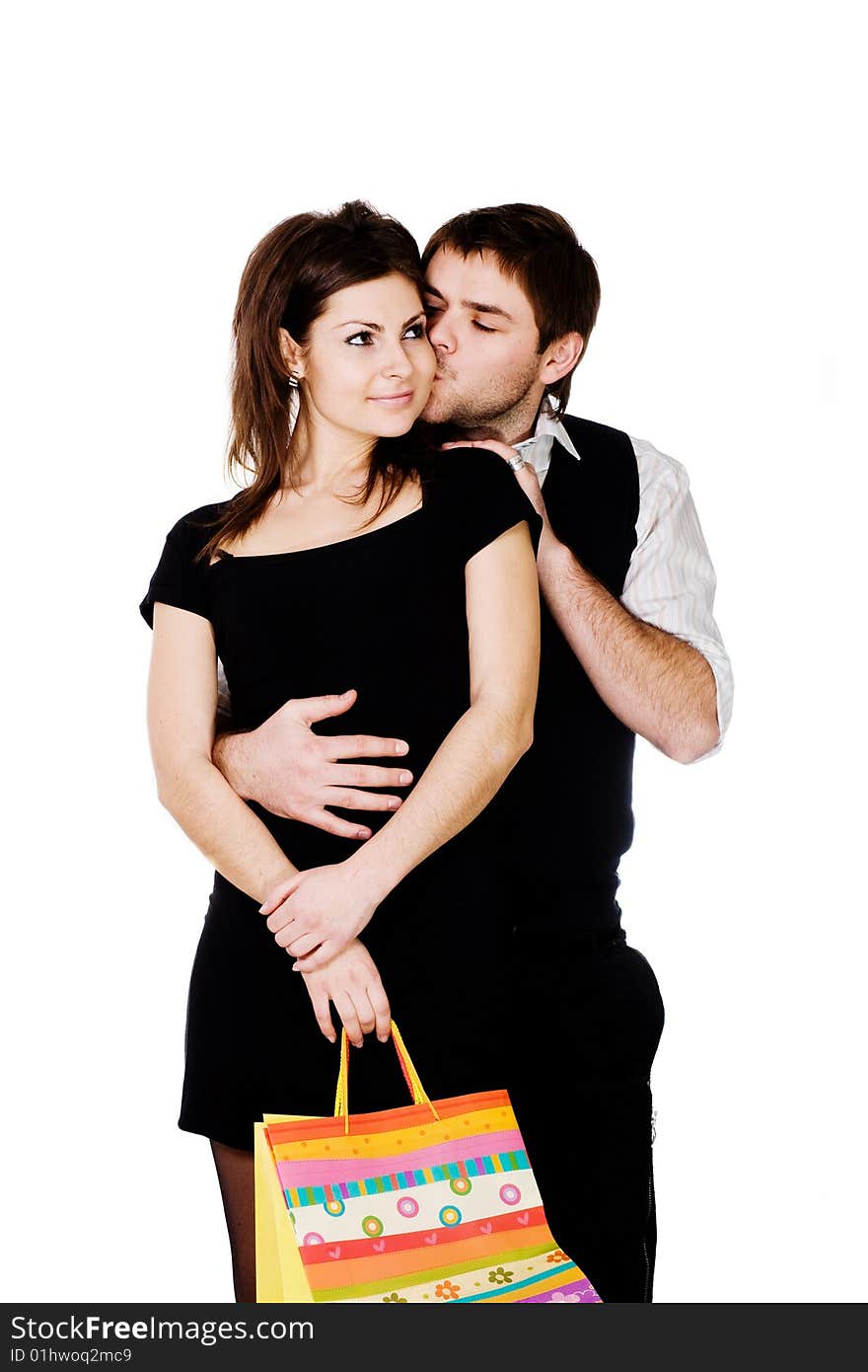 Stock photo: an image of a man kissing  a woman