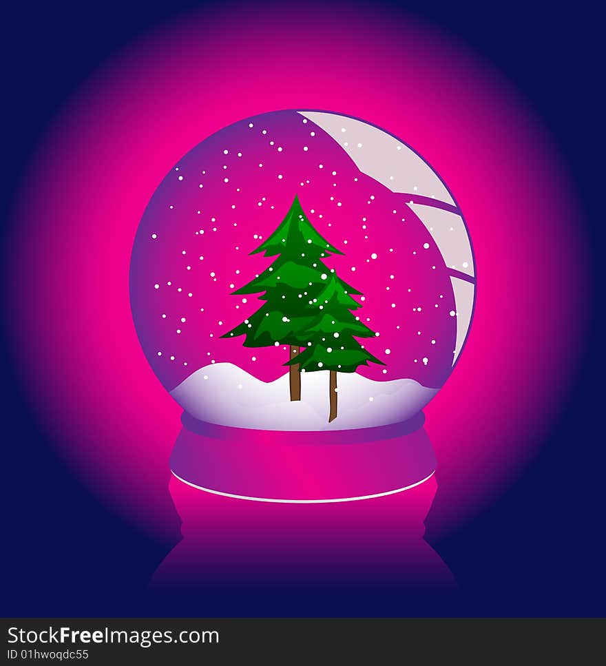 Vector Illustration Of A Snow - Globe Over White