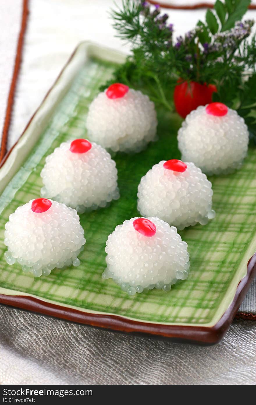 Asian Food Pearl Cherry Cake