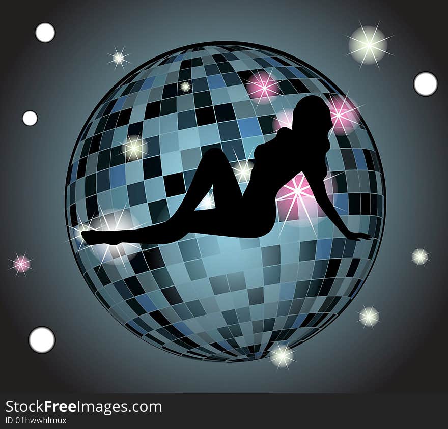 The girl on Vector Globe Of Tiles Abstract