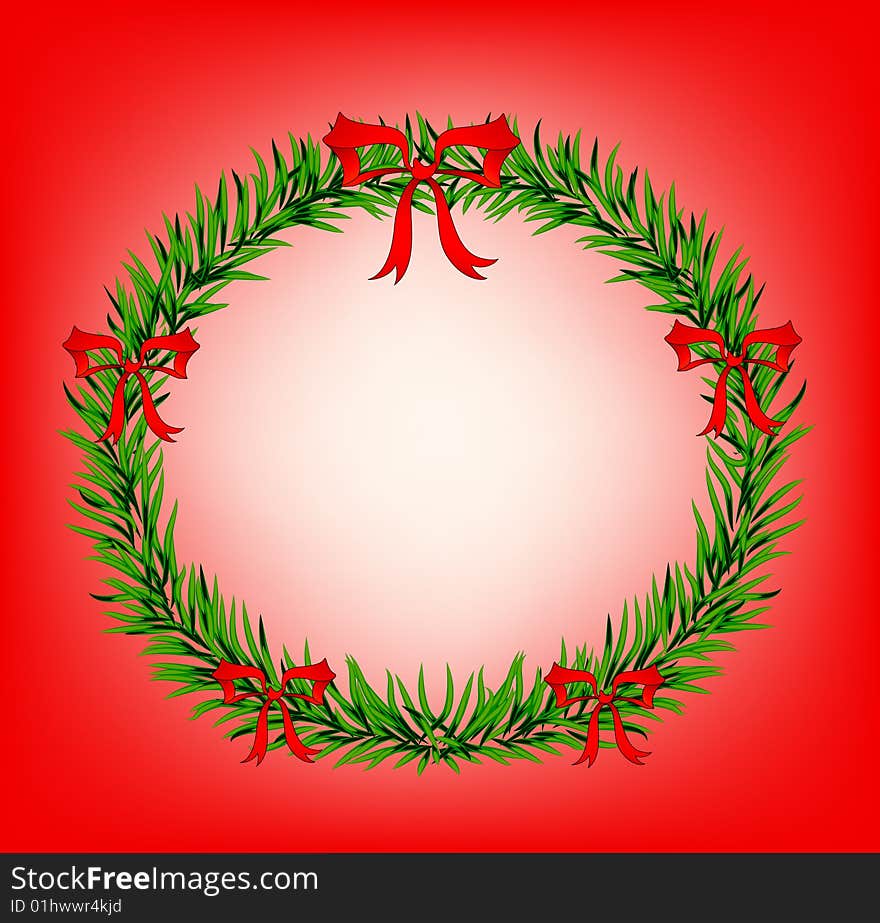 Christmas Wreath with Red Bows