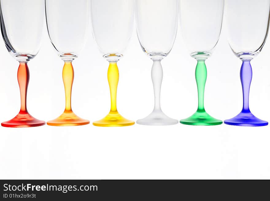 Isolated colour glasses in a row 2. Isolated colour glasses in a row 2