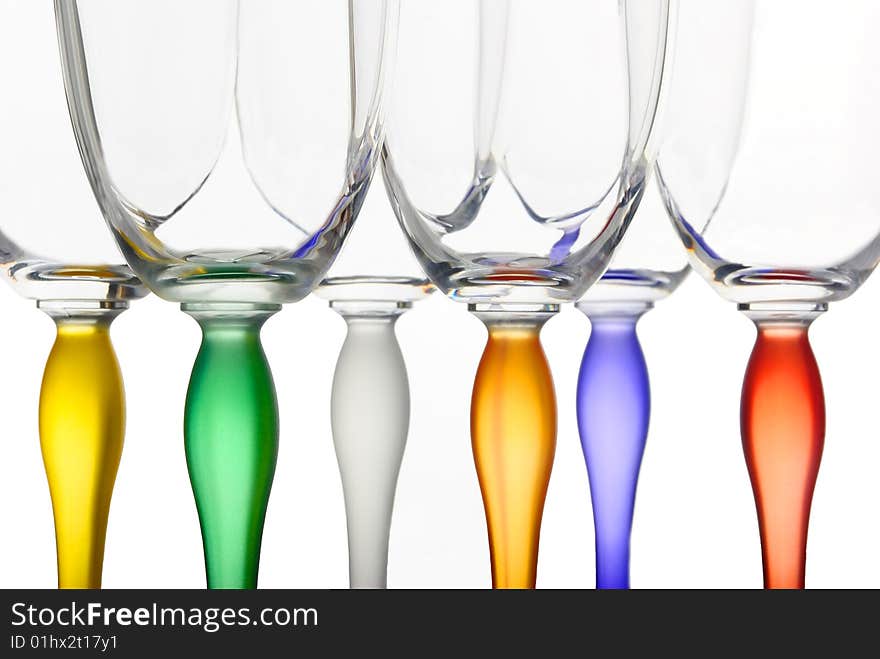 Isolated row of colour glasses 5. Isolated row of colour glasses 5