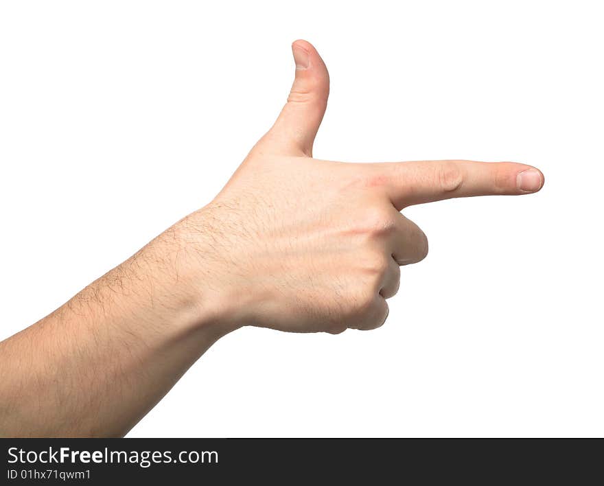 Mans hand expression isolated on white