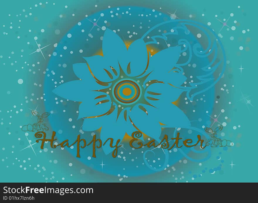 Easter illustration with a flower on colorful background. Easter illustration with a flower on colorful background