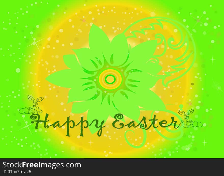 Easter illustration with a flower on colorful background. Easter illustration with a flower on colorful background