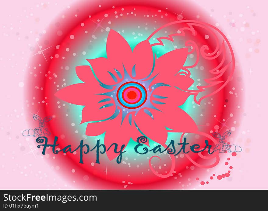 Easter illustration with a flower on colorful background. Easter illustration with a flower on colorful background