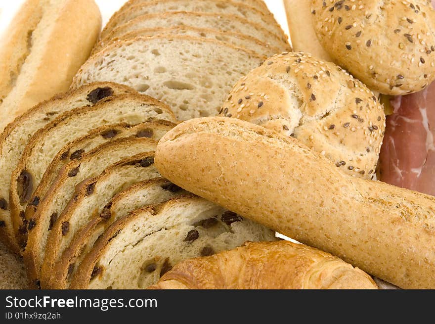 Variety of bread for breakfast,  background