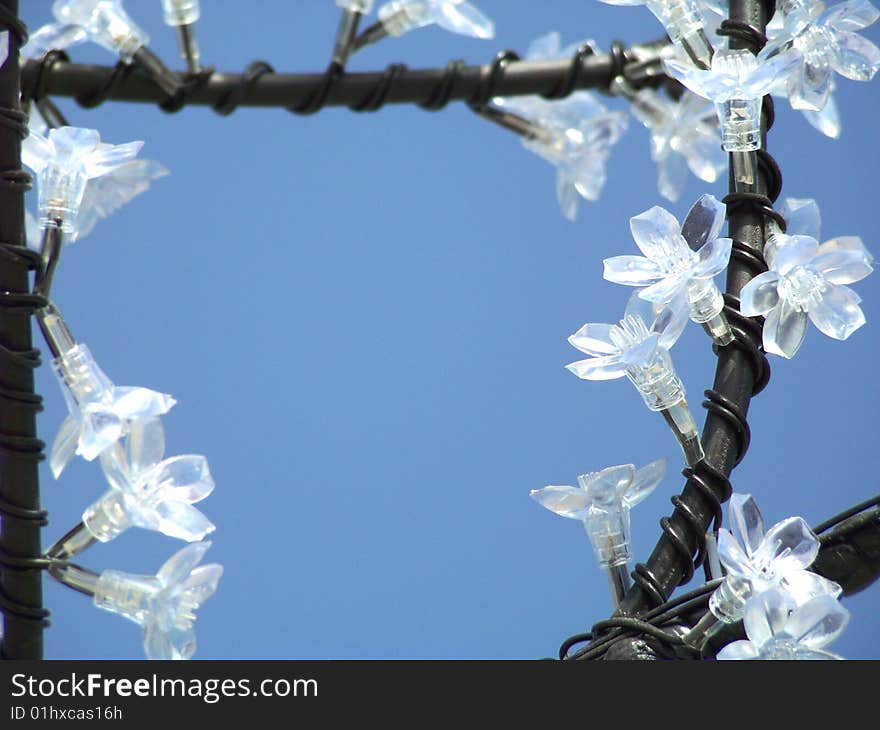 Hite, black, blue flower border. Hite, black, blue flower border