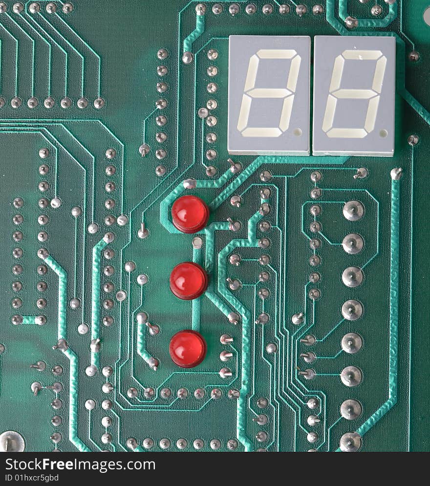 Macro of printed circuit board, computer motherboard. Macro of printed circuit board, computer motherboard