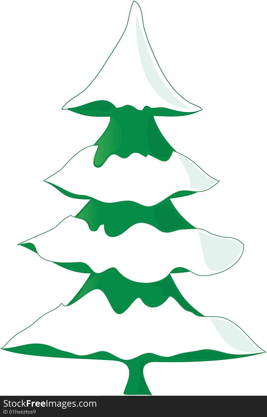 Highly editable snow covered vector fir