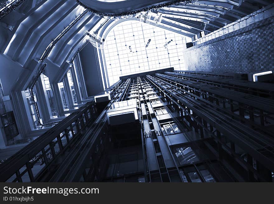 Interior of a massive shopping mall in shanghai.