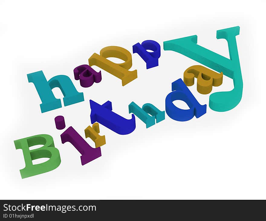 Happy birthday text isolated on white background