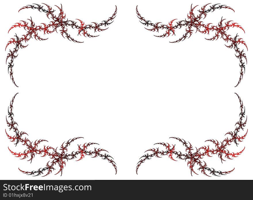 Pink Fractal Frame With White Copy Space