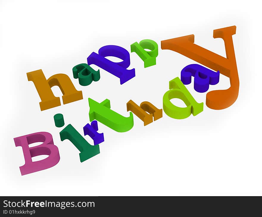 Happy birthday text on white background. Happy birthday text on white background