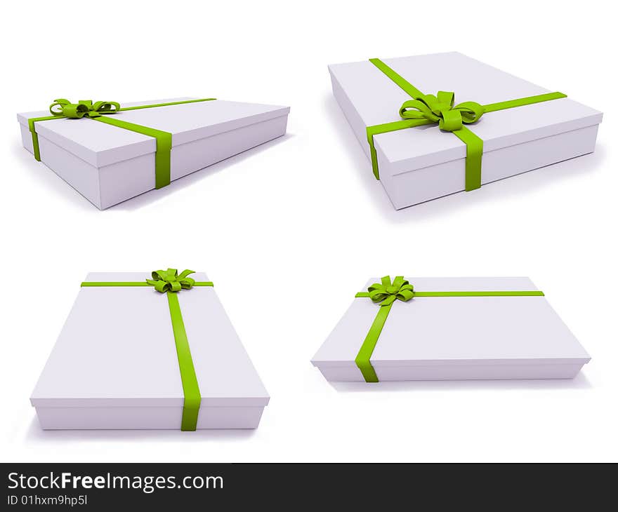 Four present boxes isolated on white background. Four present boxes isolated on white background