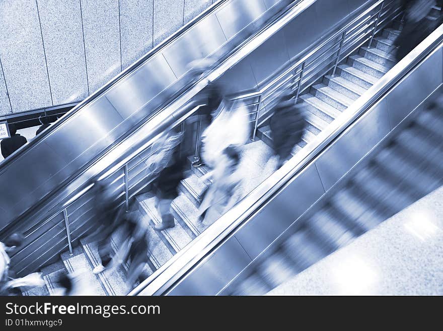 The escalator of a subway station.