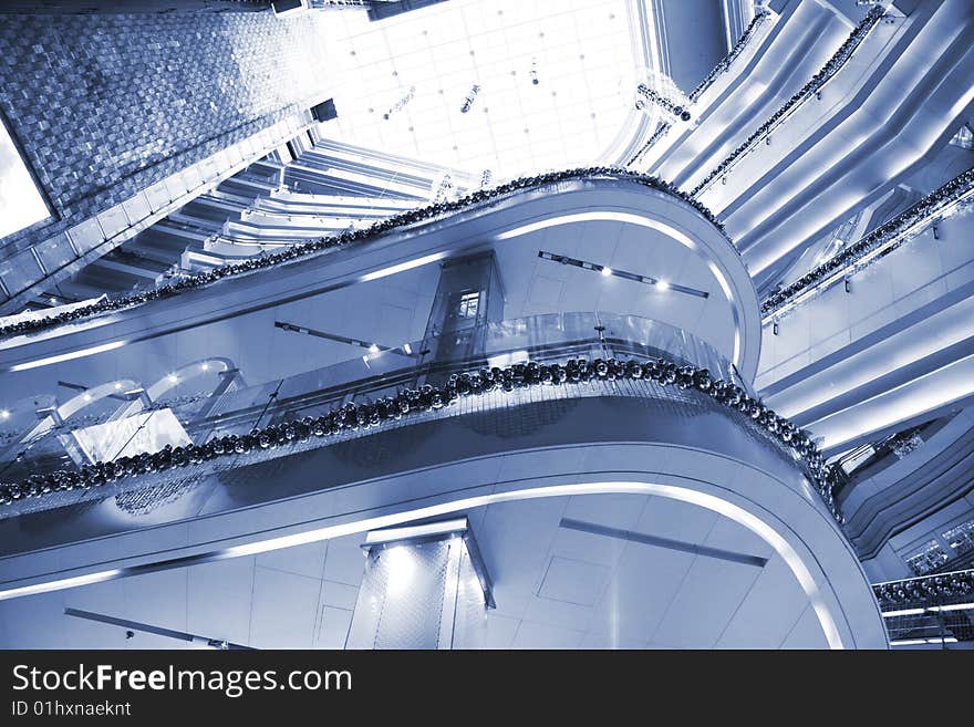 Interior of a massive shopping mall in shanghai.