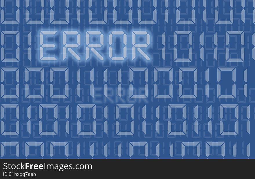 Error screen of computer blue message with zeros and ones