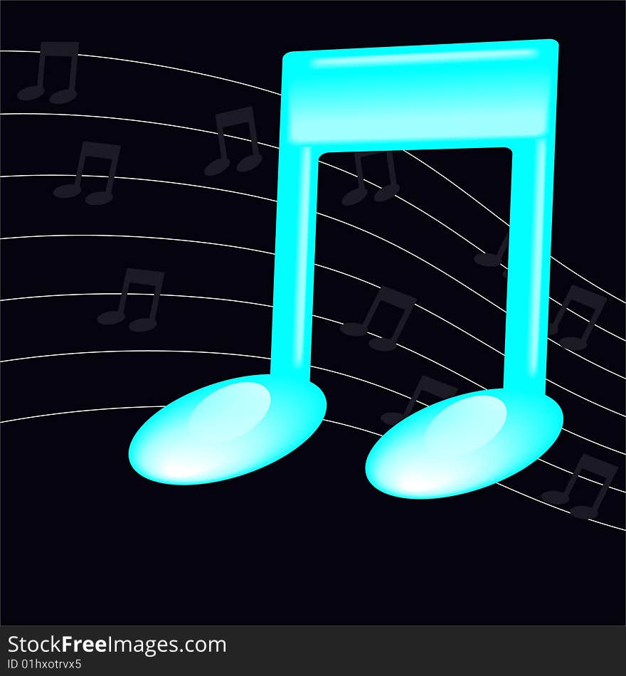 Dark background with the volume note. A vector. Without mesh.