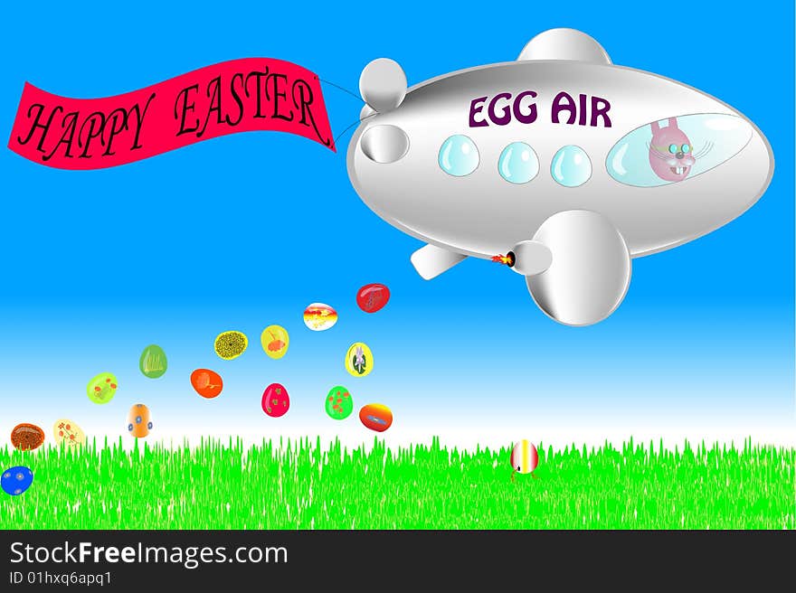 Funny greet with easter. Happy easter. Bunny flight. Funny greet with easter. Happy easter. Bunny flight.