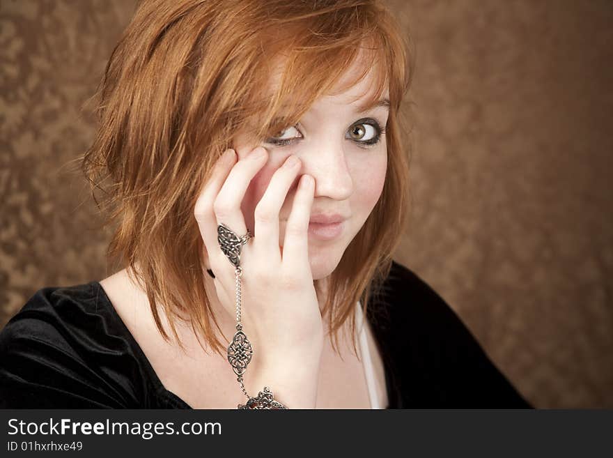 Portrait of pretty teen girl with red hair. Portrait of pretty teen girl with red hair