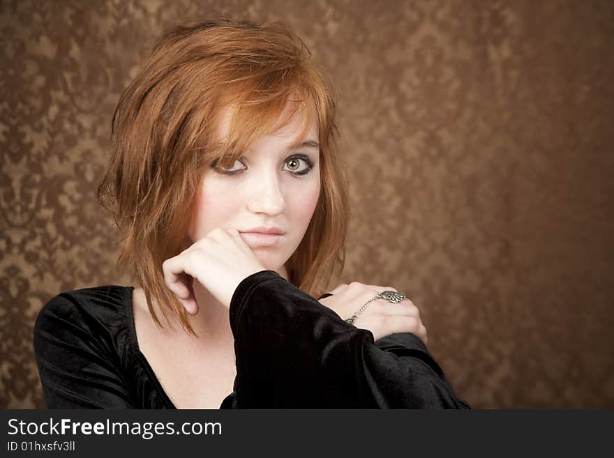 Portrait of pretty teen girl with red hair. Portrait of pretty teen girl with red hair