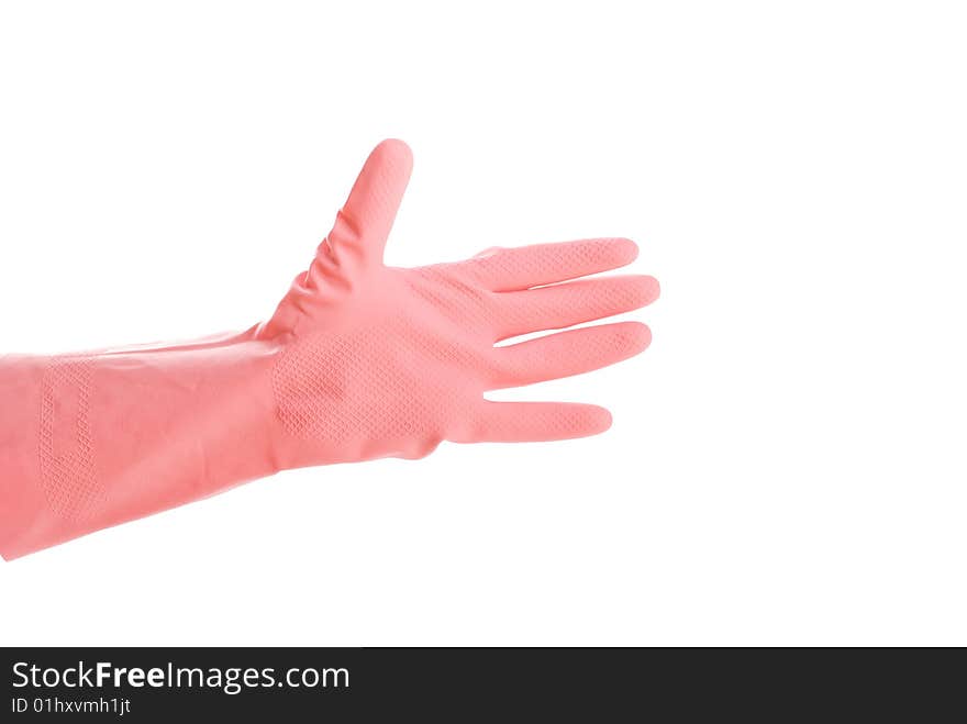 a pink glove isolated on white background