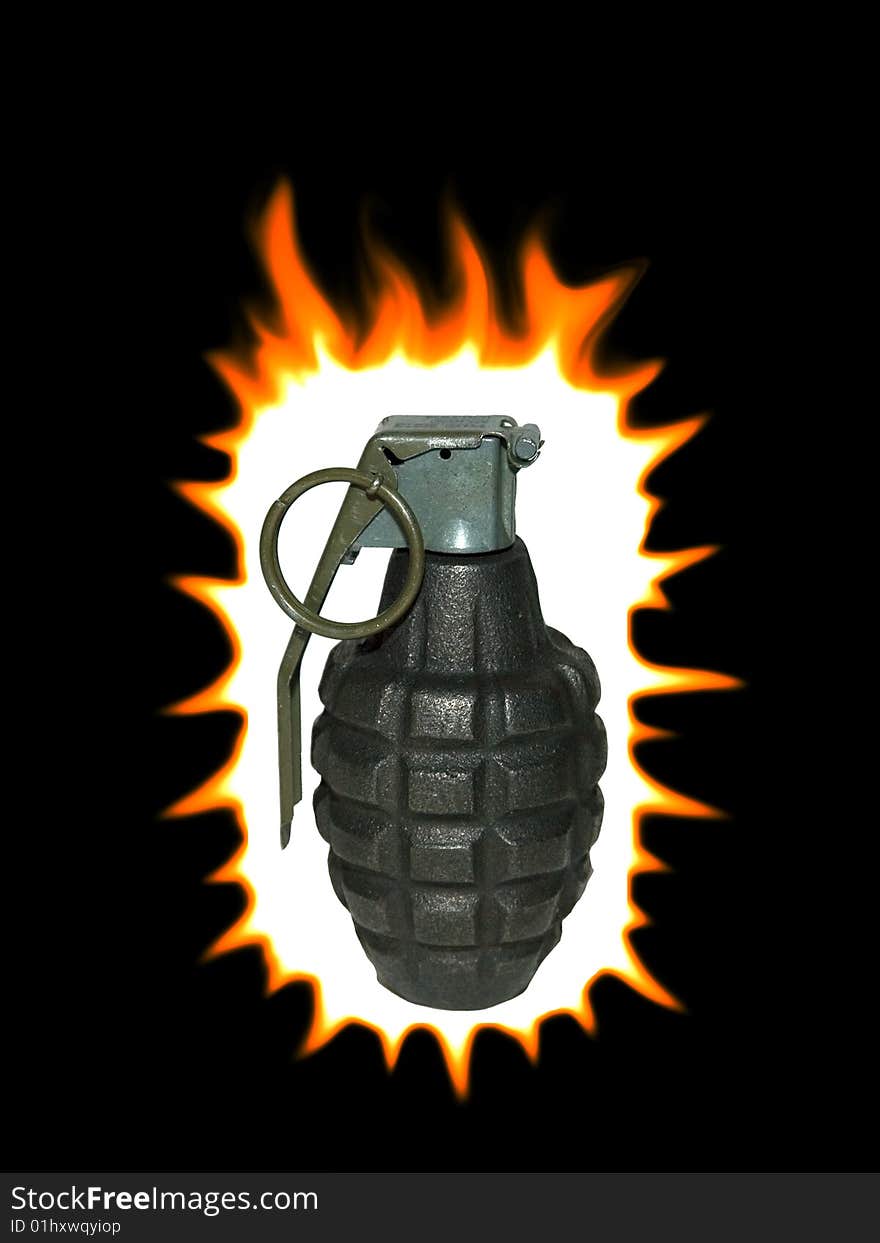 Graphical image of a hand grenade exploding. Graphical image of a hand grenade exploding