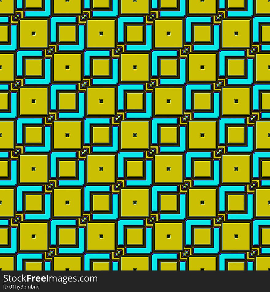 Seamless texture of bright blue stainless squares on yellow. Seamless texture of bright blue stainless squares on yellow