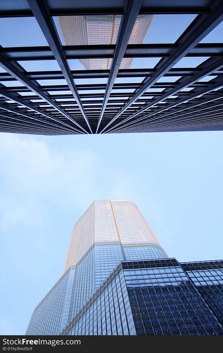 Beautiful skyscraper under a blue sky