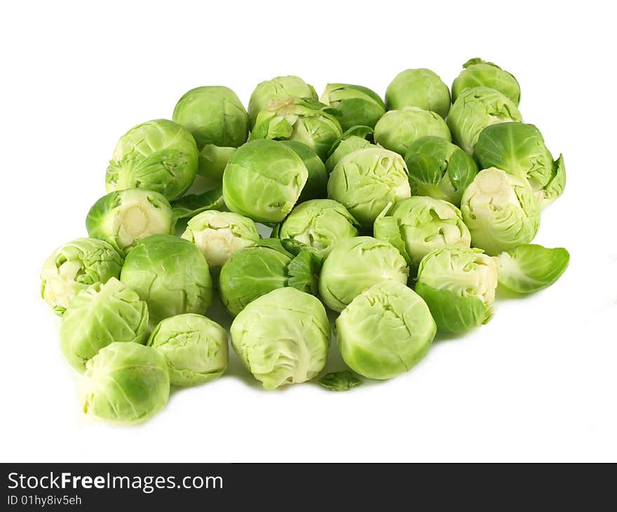 Group of brussels sprouts on white isolated background. Group of brussels sprouts on white isolated background.