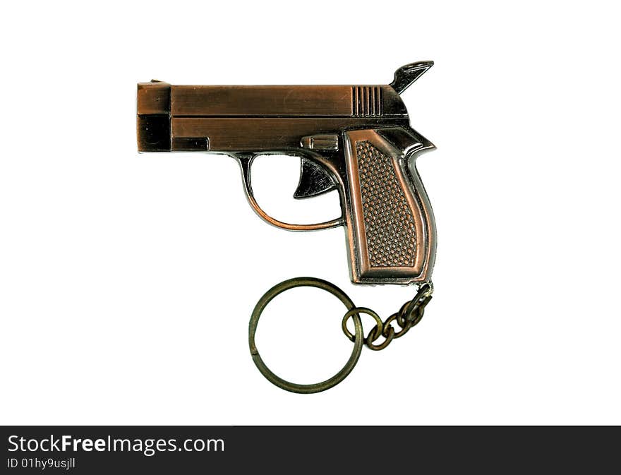 Gun like keyring also lighter isolated