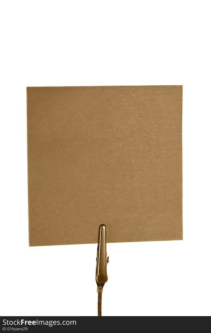 Brown blank notepaper isolated on white background