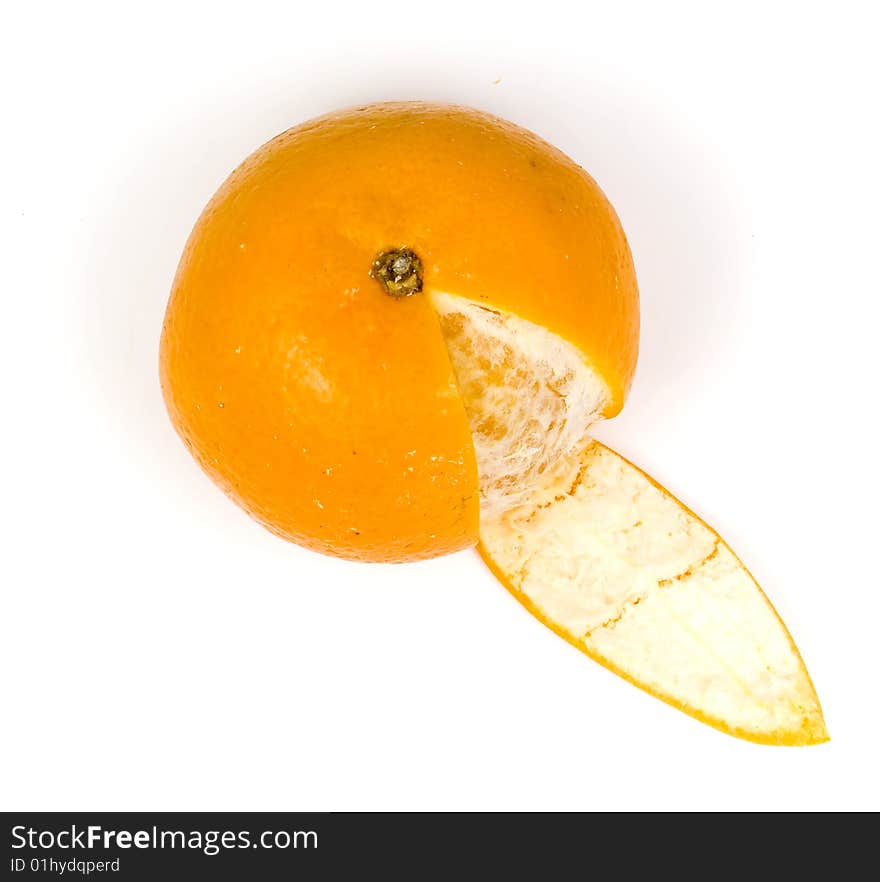 Orange with one slice peel