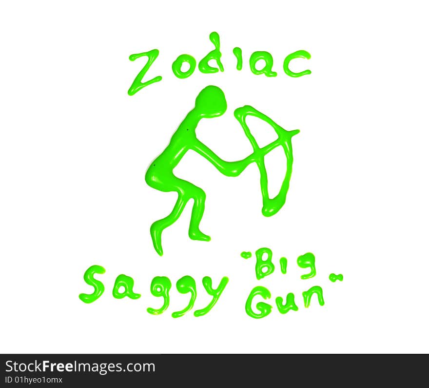 Zodiac sign sagittarius drawing green glass deco paint