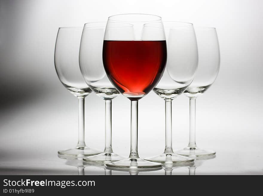 Five wine glasses